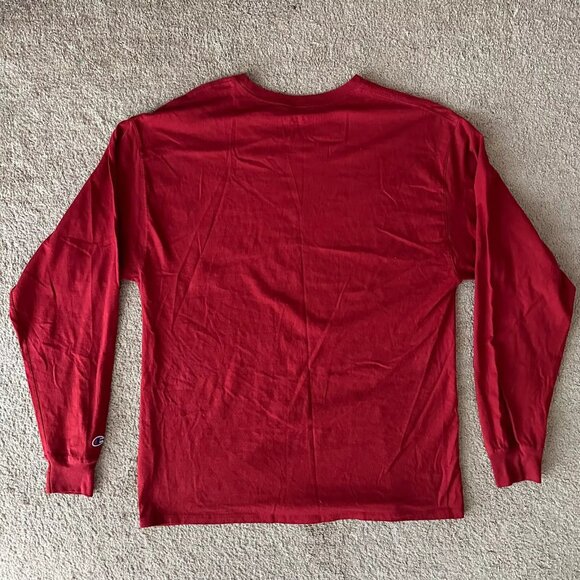 Champion Shirt Mens XL Long Sleeve Crewneck Logo Spellout Red - Picture 2 of 11